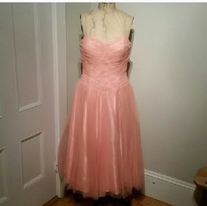 XL Unique vintage blush pink strapless pinup prom